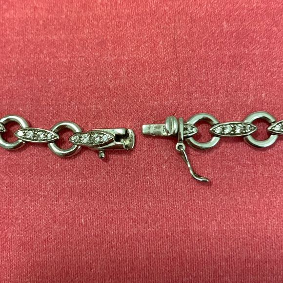 Vintage 925 Sterling Silver Station necklace w/ 5 lab-created amethyst stones - Picture 6 of 9